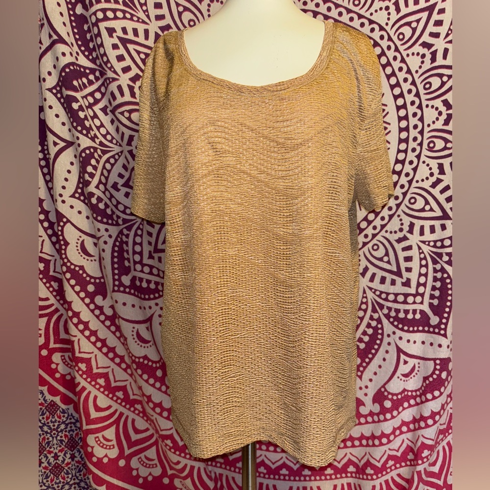 Forever 21 Sparkly Gold Formal Short Sleeve T Shirt Women’s Size Medium